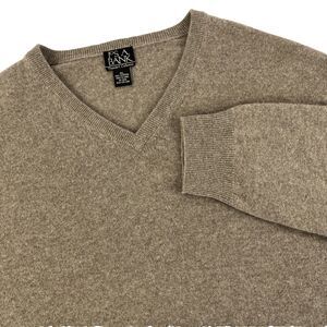 Mens Jos. A. Bank 100% Cashmere V-Neck Sweater Size XL Beige